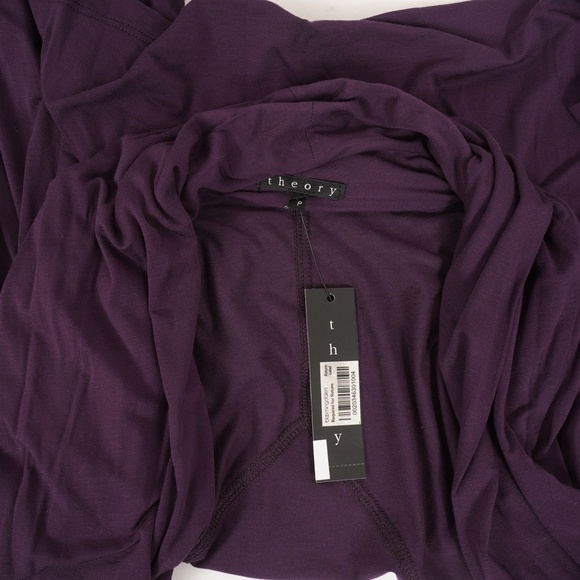 NWT $160 Theory Dark Purple Long Sleeve Cardigan Size P - Picture 2 of 8